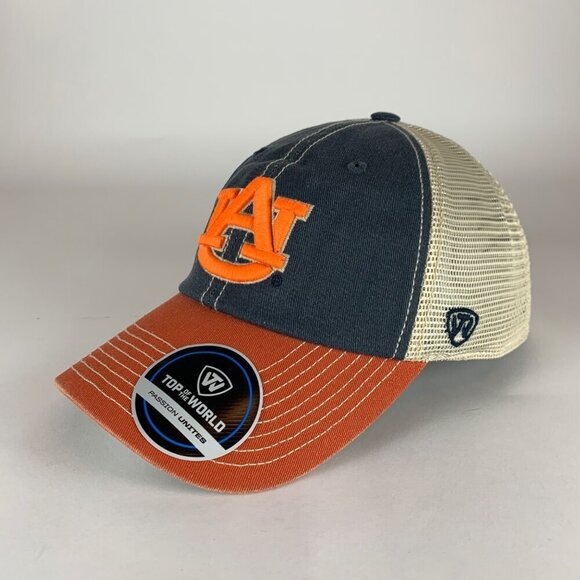 Auburn Tigers Navy Blue Orange Top of the World Relaxed Fit Snapback Trucker Hat - Picture 1 of 5